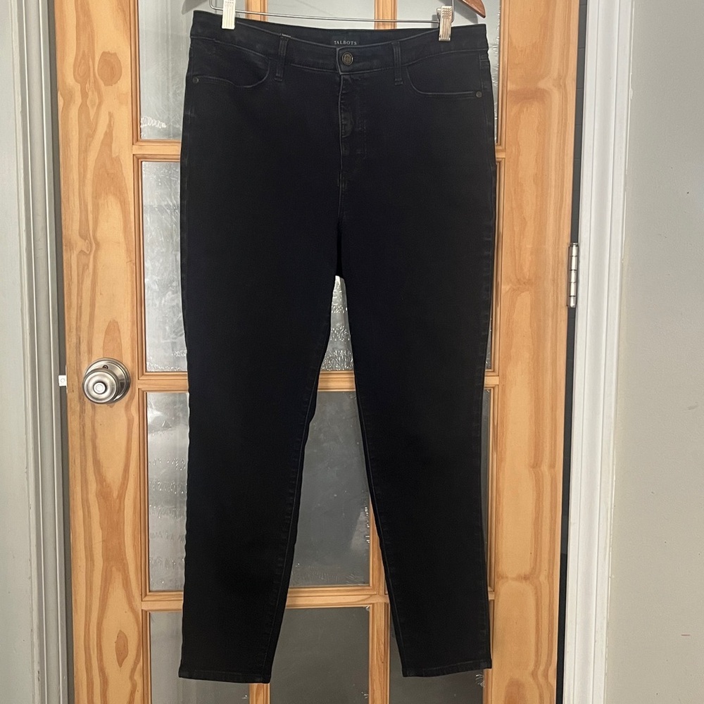 Talbots High Waist Jegging Ankle Black Jeans Stretch Womens Sz 12 Classic Comfy - Picture 2 of 9